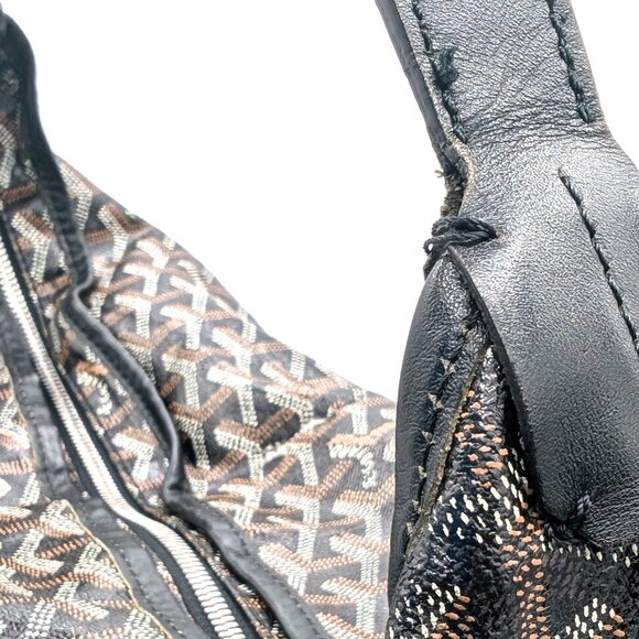 Goyard Goyardine Fidji Hobo Coated Canvas Black Leather Shoulder Bag - Picture 5 of 8